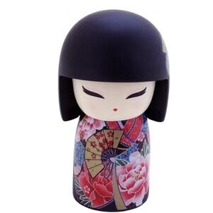 Kimmidoll Miho Artistic Kokeshi Doll Figurine 2.3 Inch Small Floral Kimono NIB